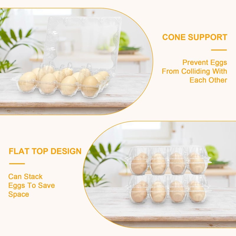 Pintuson 40 Pack Jumbo Egg Cartons 12 Count - Duck Plastic Egg Cartons Cheap Bulk Large 1 Dozen -,Clear Empty Chicken Egg Carton for Fresh Duck Eggs - Image 3